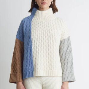 Eleven Six Size Medium/Large Knit Mock Neck Celia Color Block Sweater